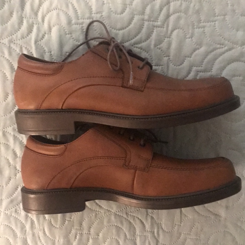 New Nunn Bush Classic Brown Leather Tie Shoes Waterproof Soles Size 8.5 Men - Picture 4 of 13